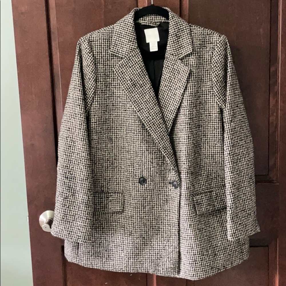 Houndstooth double breasted blazer